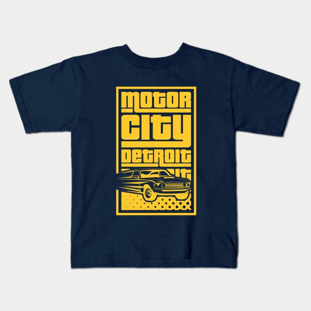 Motor City Detroit Kids T-Shirt by rojakdesigns